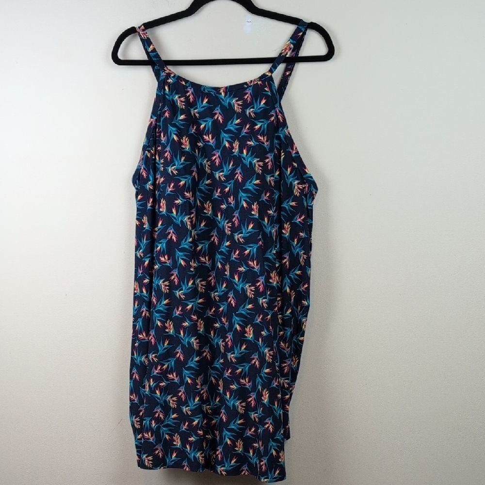 Lands' End Bird of Paradise Floral Print High Neck Swim Dress Swimsuit Size 24W